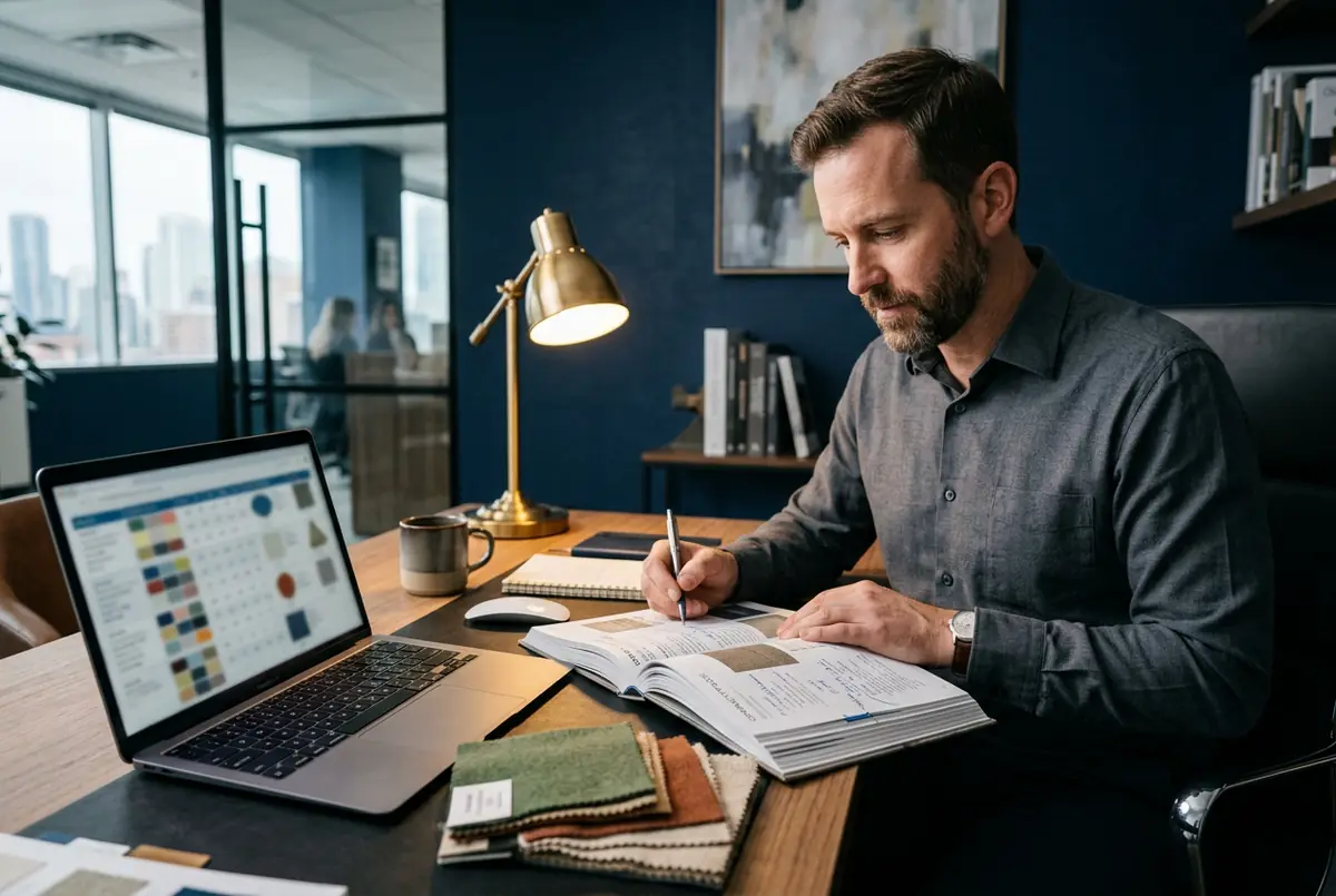 B2B-Onlineshop – Einkäufer prüft Katalog und Konditionen